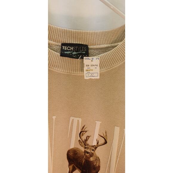 Techstyles Sportswear Whitetail Hunter Deer Hunting Cream Sweatshirt New XL - Picture 5 of 7